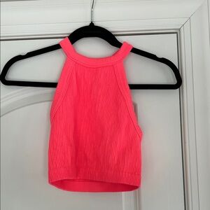 Aerie Vibrant Pink Ribbed Halter Top